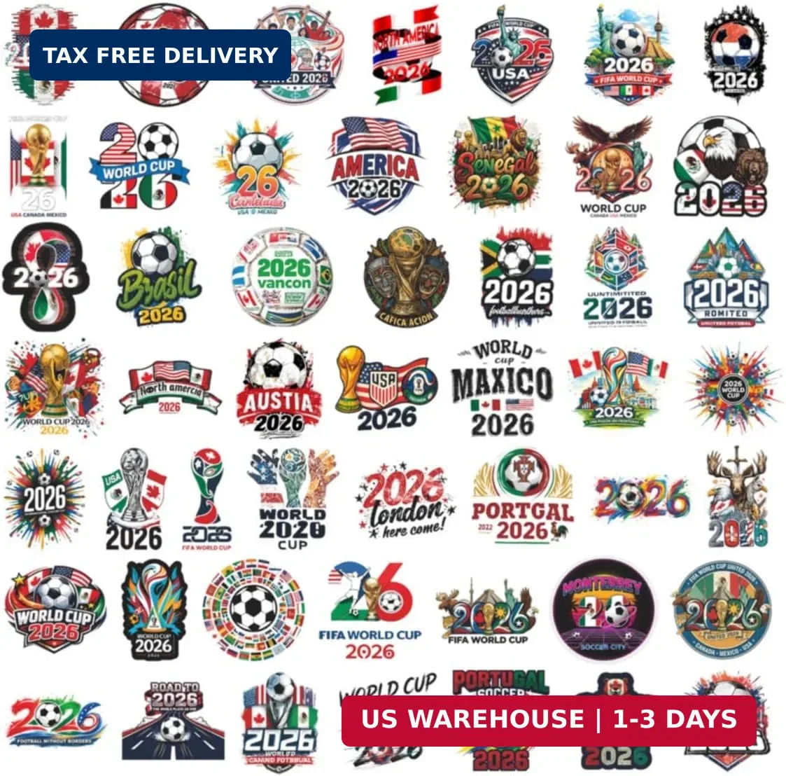 200Pcs World Cup Stickers, 2026 Sports Soccer Football Sticker Decal for Water B