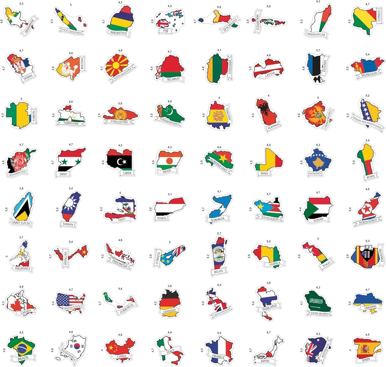 Small Country Flag Stickers for Luggage – World Flags Stickers for Water Bott…