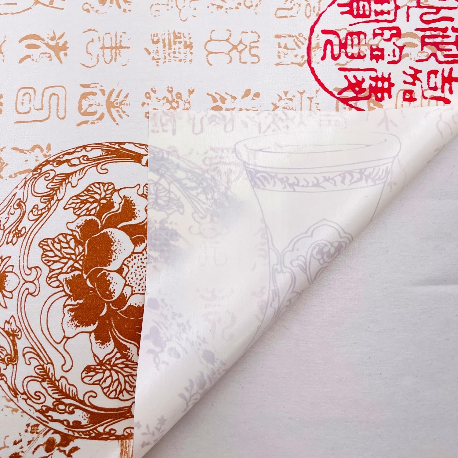 Chinese Style Tea Art Furniture Paper Self-Adhesive Calligraphy Shelf Liner B…