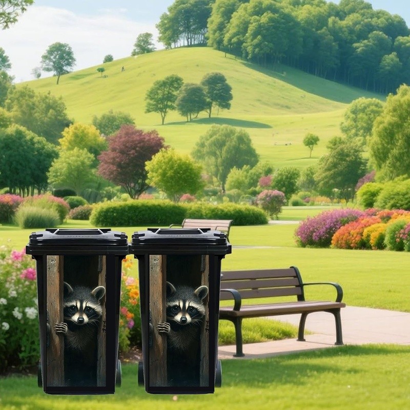 Funny Animal Pattern Trash Can Decal Large Bin Sticker DIY Decor Large Size New