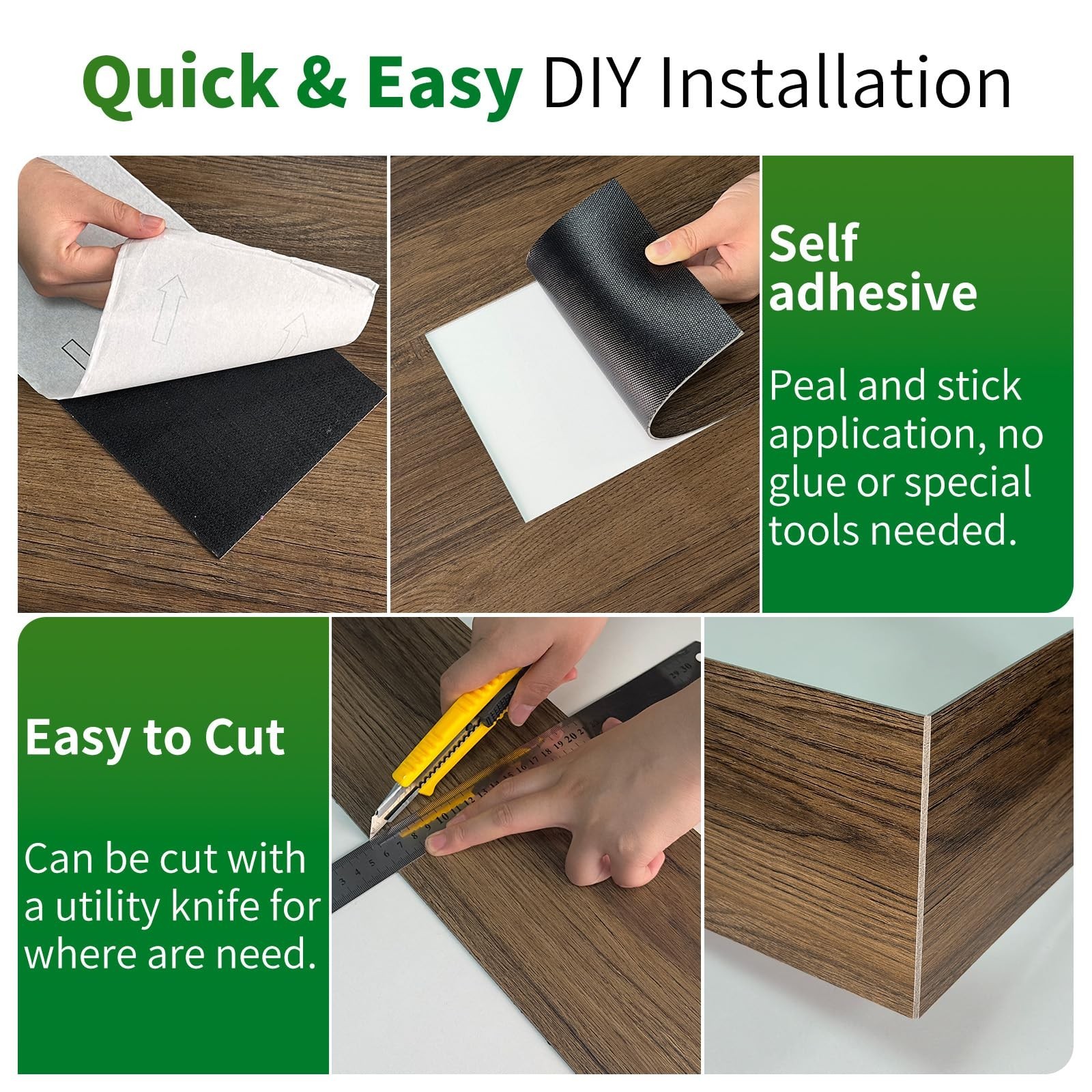 Mysflosy Self-Adhesive Vinyl Flooring Plank, 36 Pack – 6 x 36 inch, Natural W…
