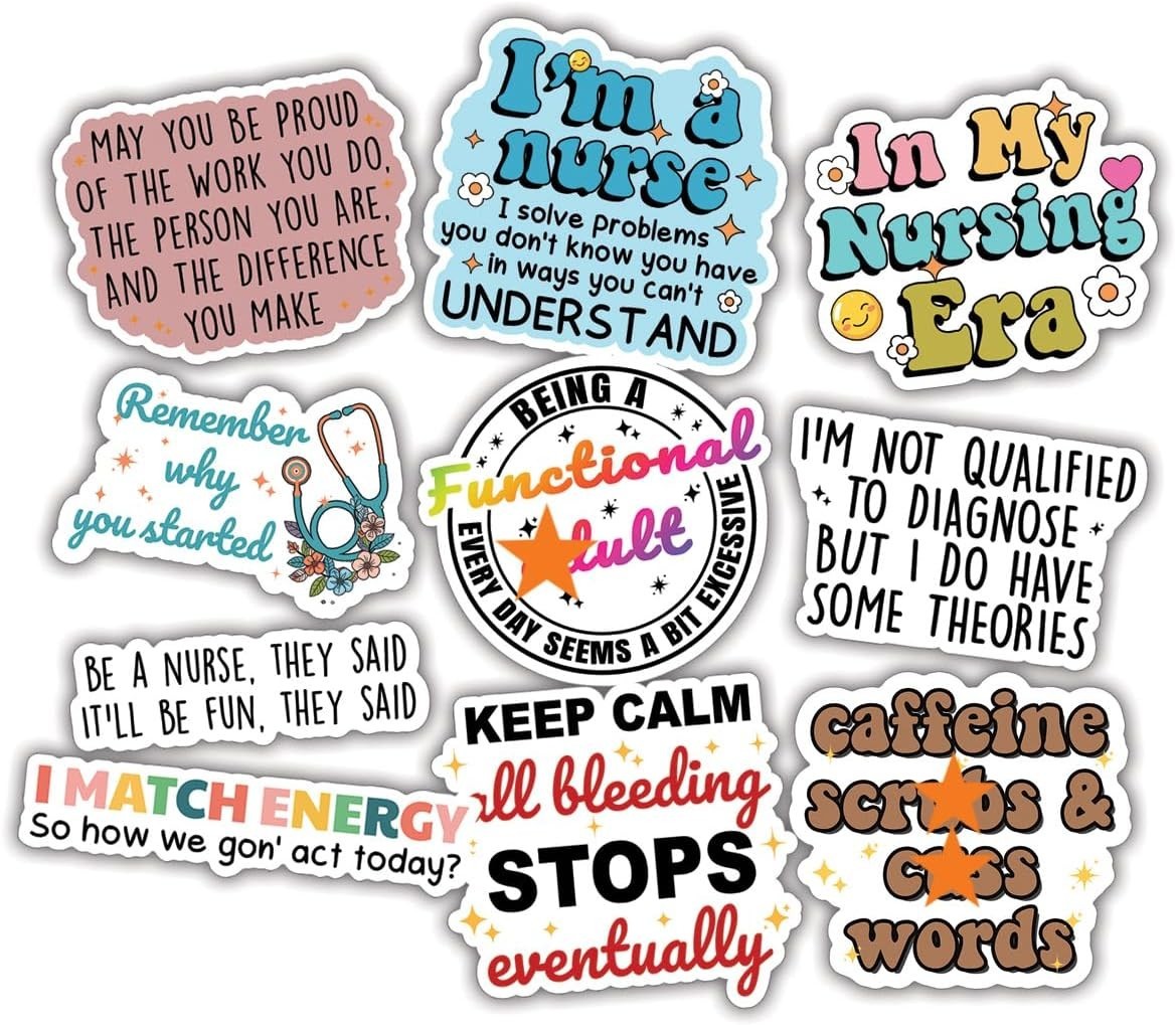 10pcs Nurse Sticker, Inspirational Nurse, Motivational Nursing, Healthcare Hero