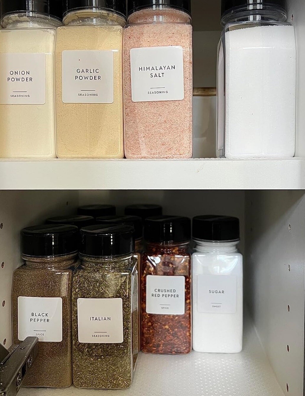 459 Minimalist Spice Jar Label Set, Black Text on White Vinyl Waterproof Labels