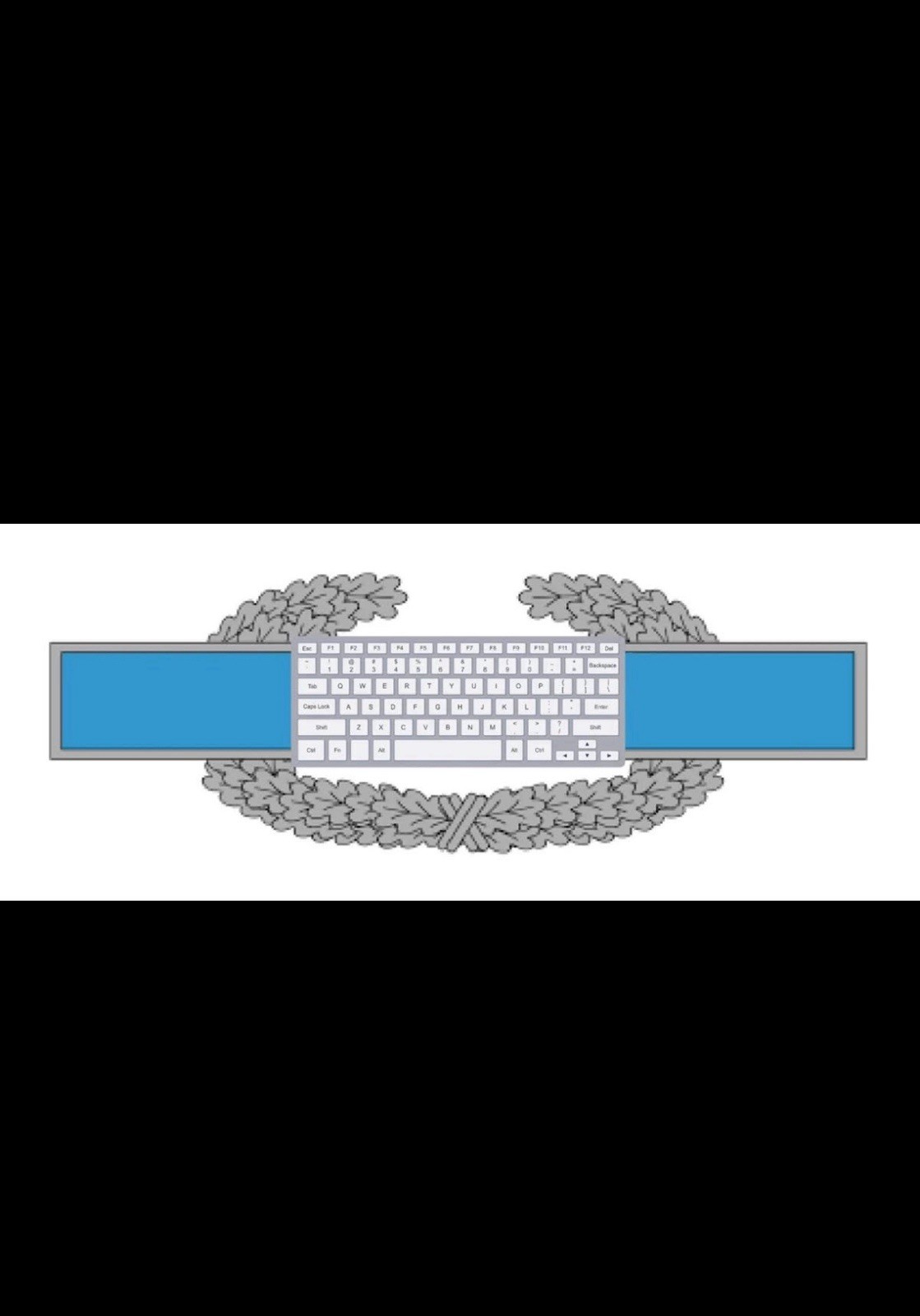 Keyboard Combat Action Badge US Army Humor 4 Inches Wide