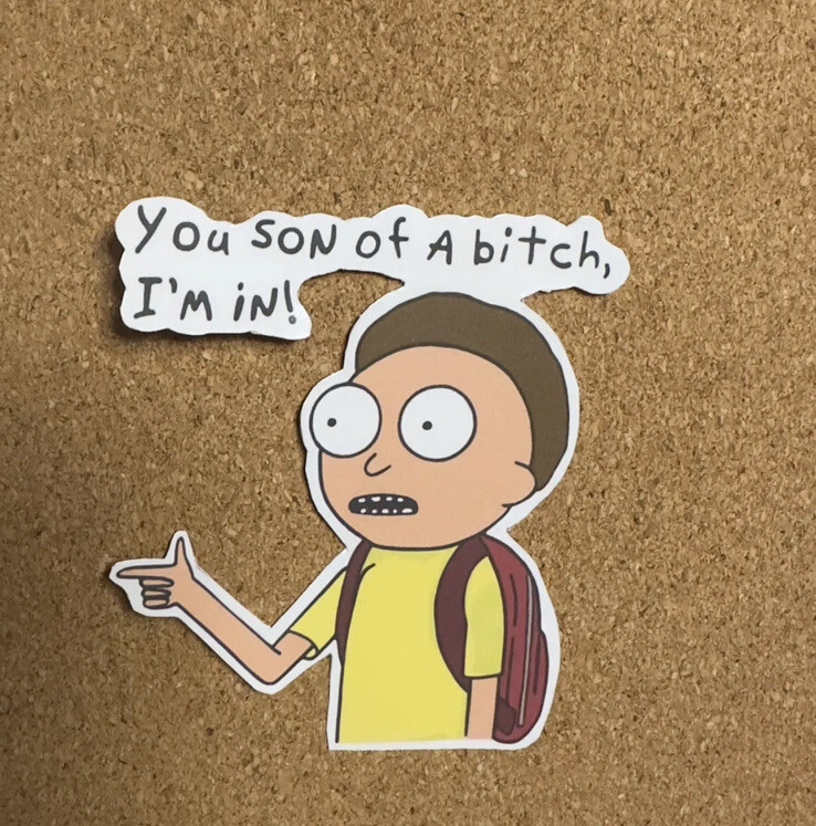 Rick And Morty Custom Funny Decal Sticker Morty “ You Son Of A Bit** Im In”
