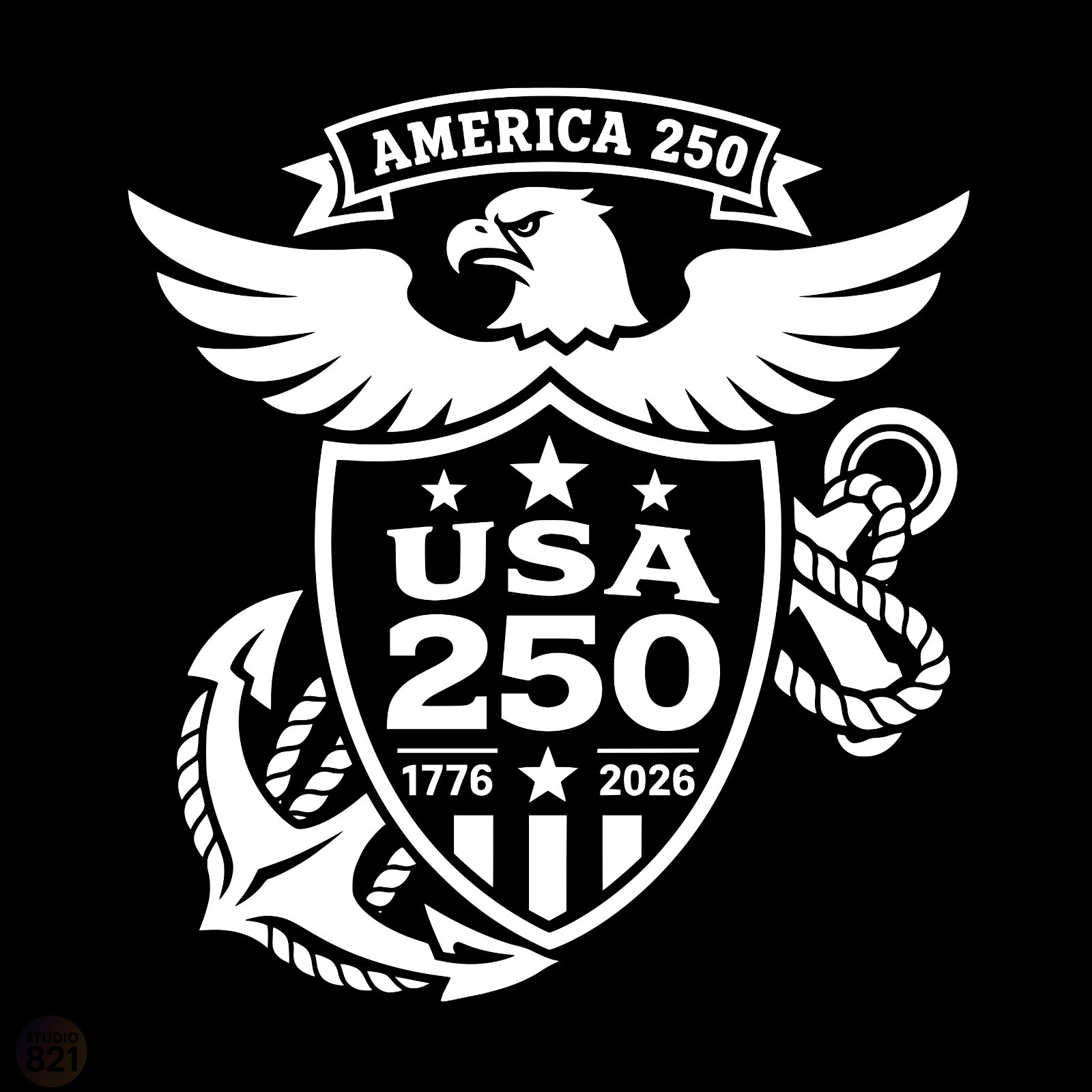 America 250 Emblem Decal – US Marines Vinyl Sticker for Car Truck Window