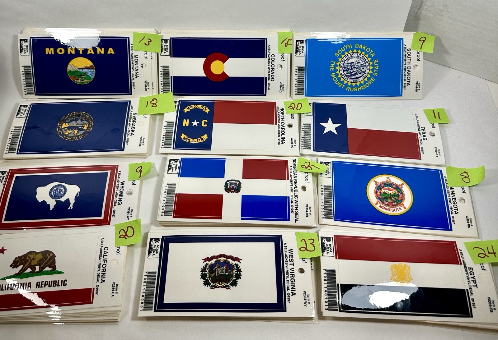 Bulk Lot State Flags Sticker Vinyl Decals 4” self Adhesive. 198 Stickers