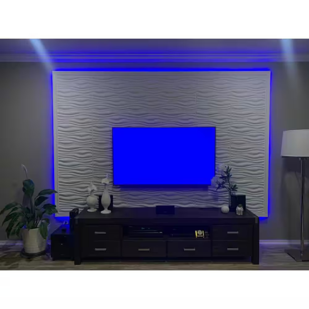 19.7 In. X 19.7 In. Decorative PVC 3D Wall Panels Wavy Wall Design (12-Pack)