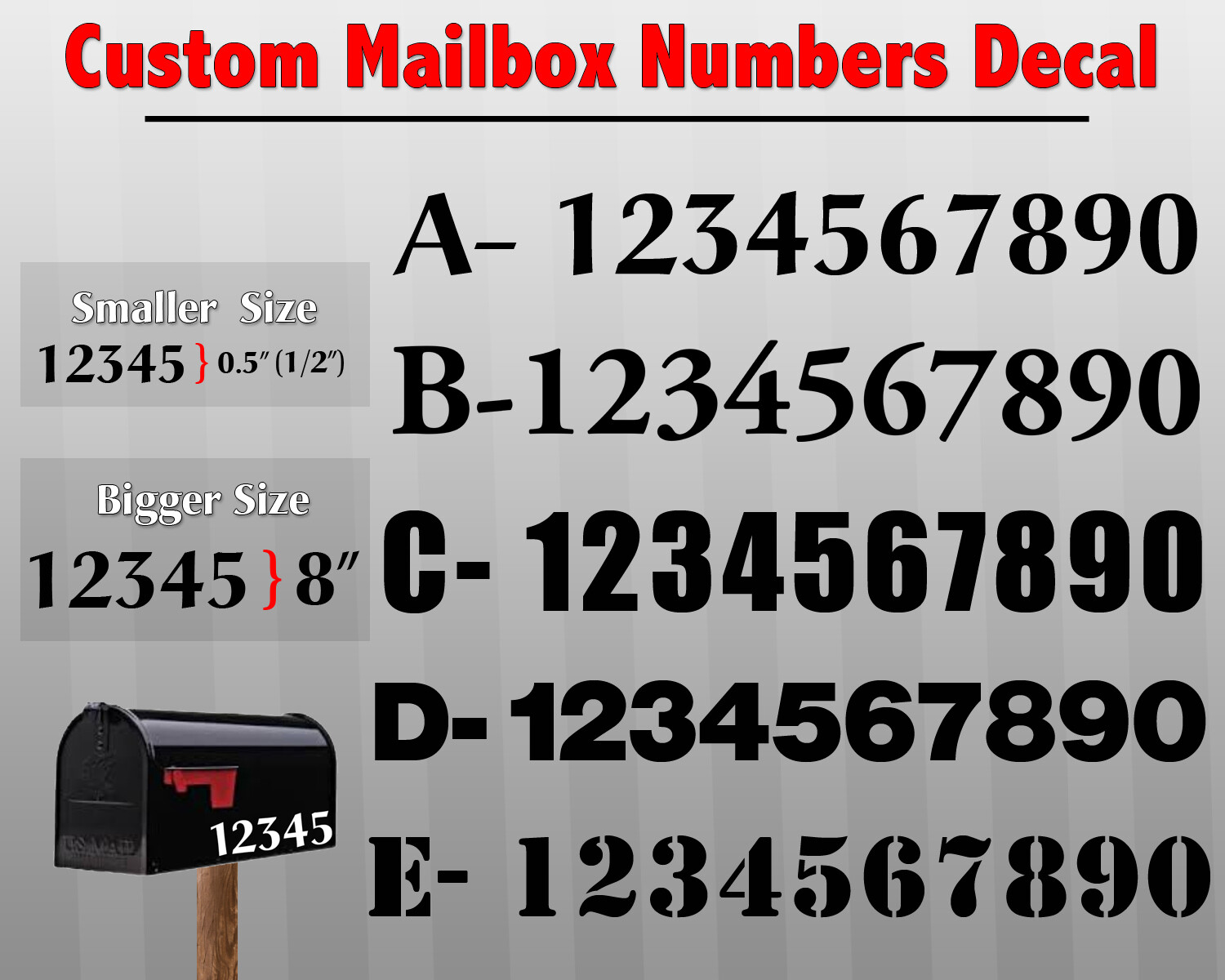 2 pack Custom Mailbox Numbers Vinyl Die-Cut Decal Choose: Font, Color and Size