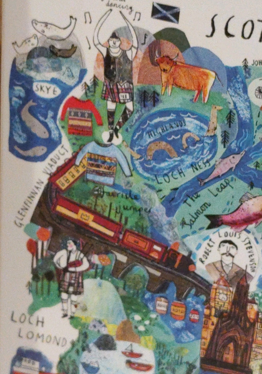 Scotland Illustrated Print Map Blank Card With Envelope