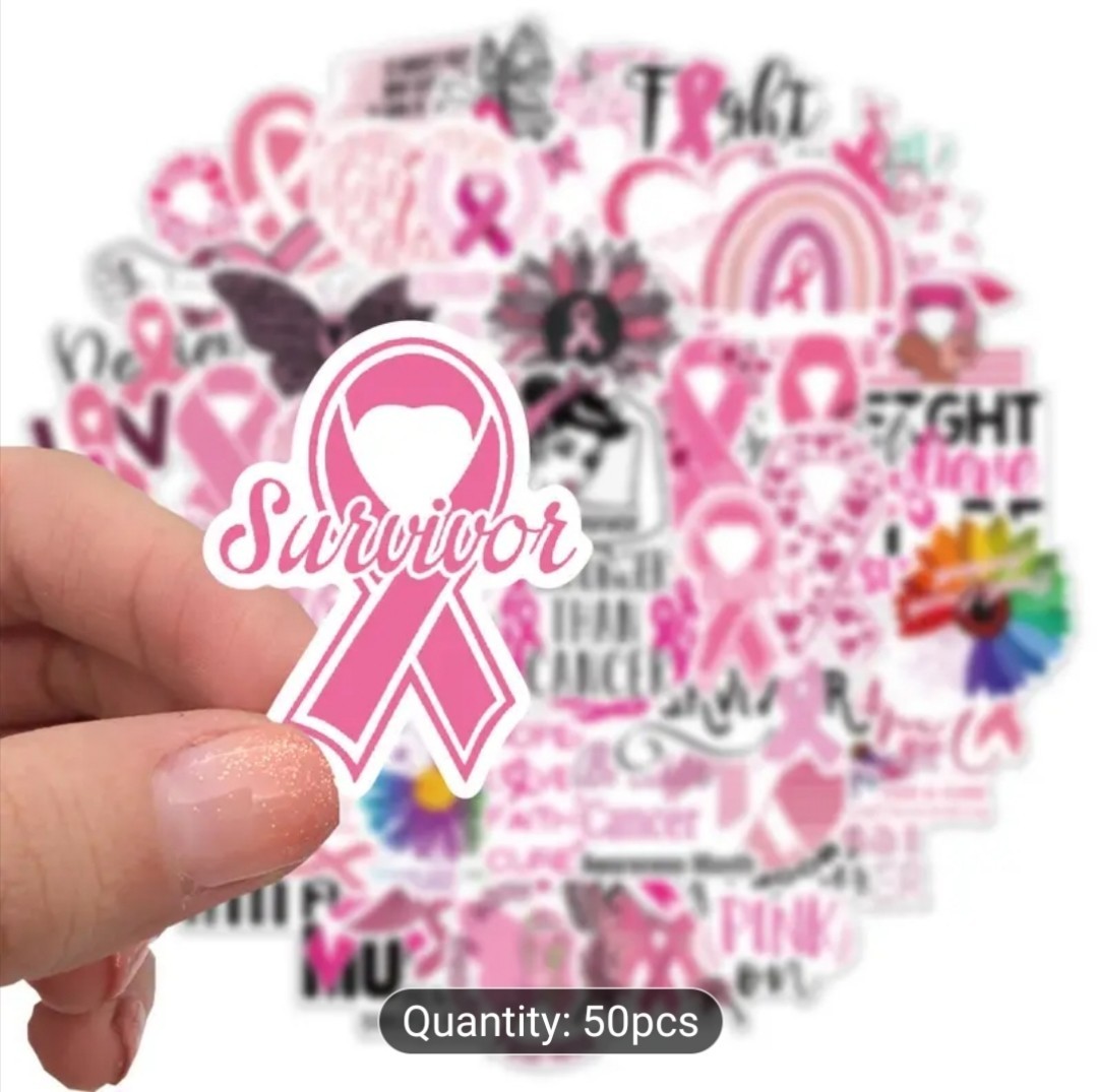 20 PCS Breast Cancer Awareness Survivors Pink Ribbon Stickers BRAND NEW Set 2