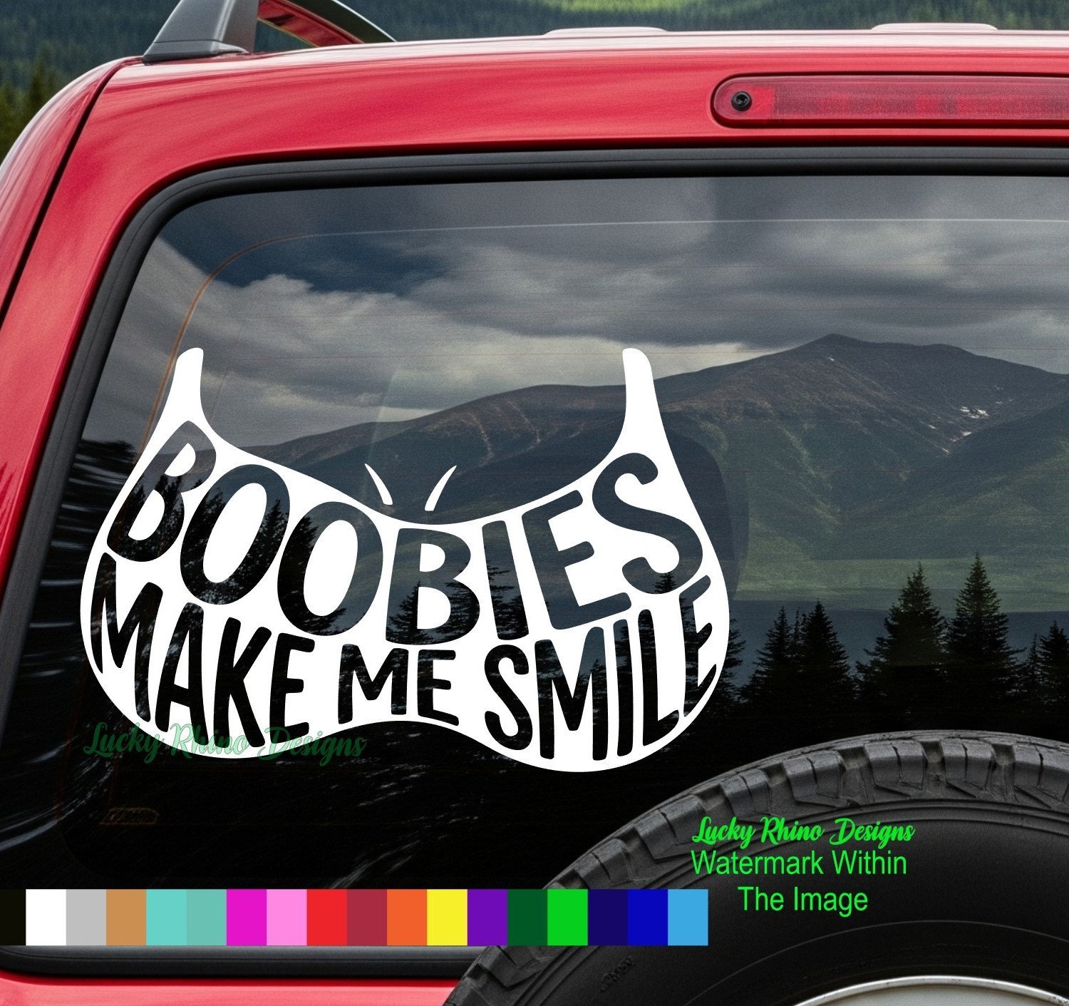 Funny Boobies Breast Awareness Humor Car Window Vinyl Decal Sticker Ribbon