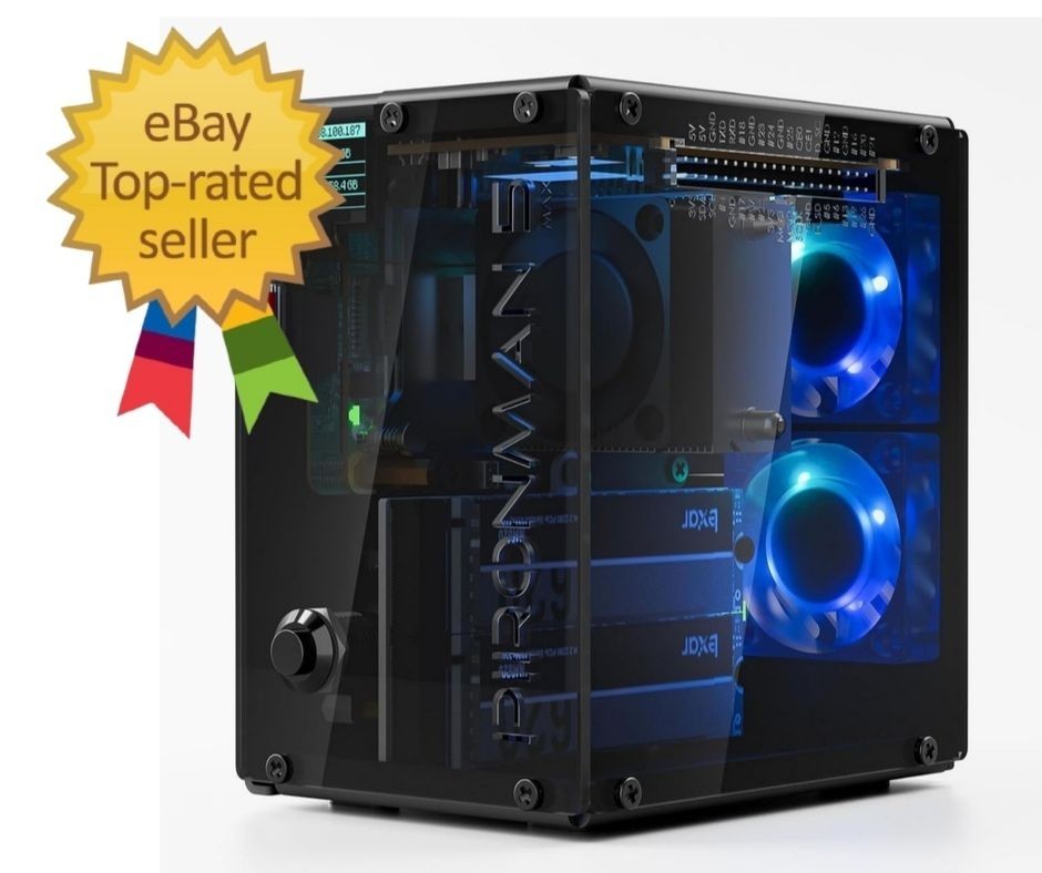 Pironman 5-MAX Dual Nvme M.2 SSD Pcie PC Case for Raspberry Pi 5 NAS RAID 0/1 Ha