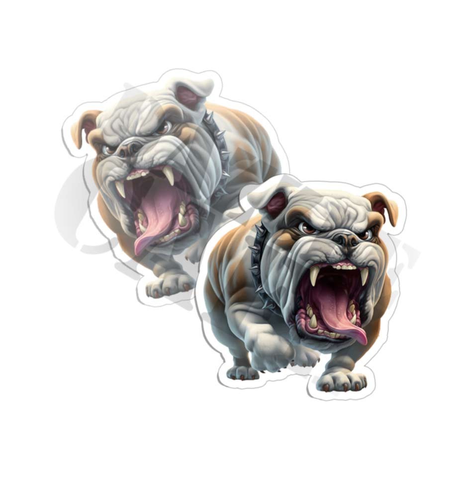 English Bulldog sticker Barking Dog fierce decal cuddly creatures sticker 2 PACK