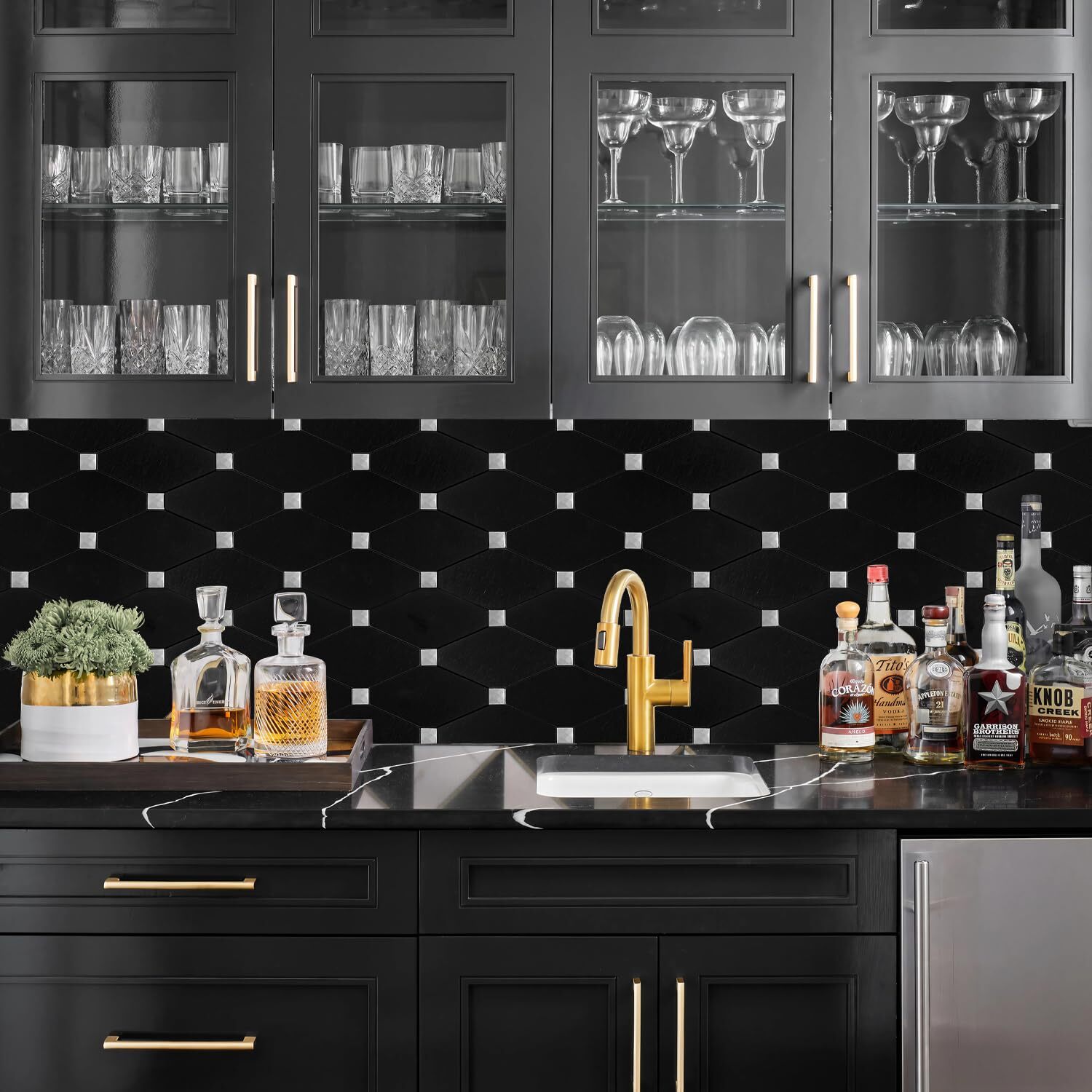 Peel And Stick Backsplash 10 Sheets Kitchen Mosaic Tile Sticker Black Brushed Al