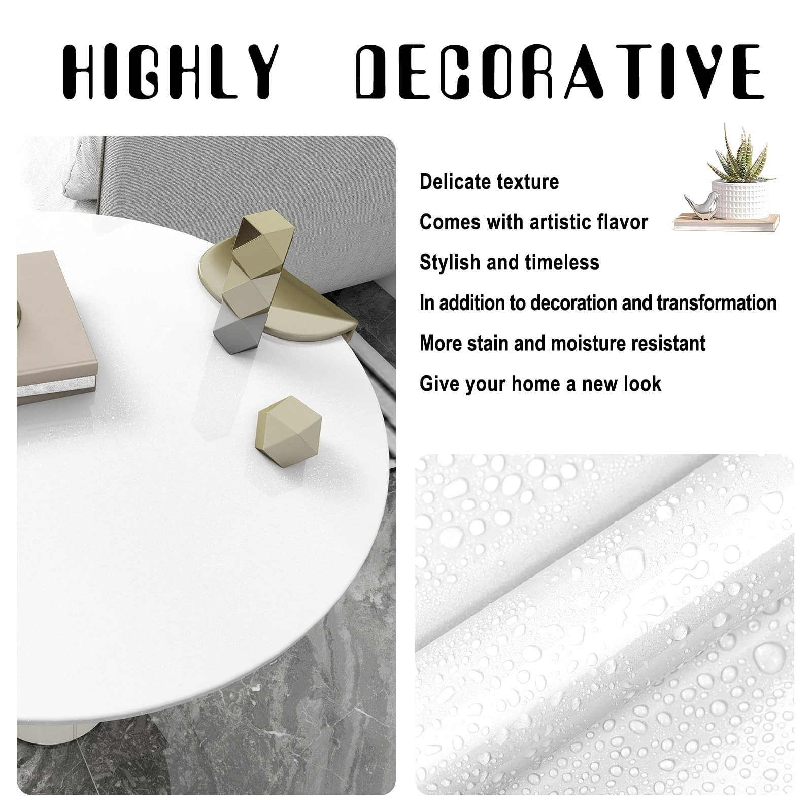 Amiya White Glossy Contact Paper Shiny Peel and Stick Wallpaper Self-Adhesive…