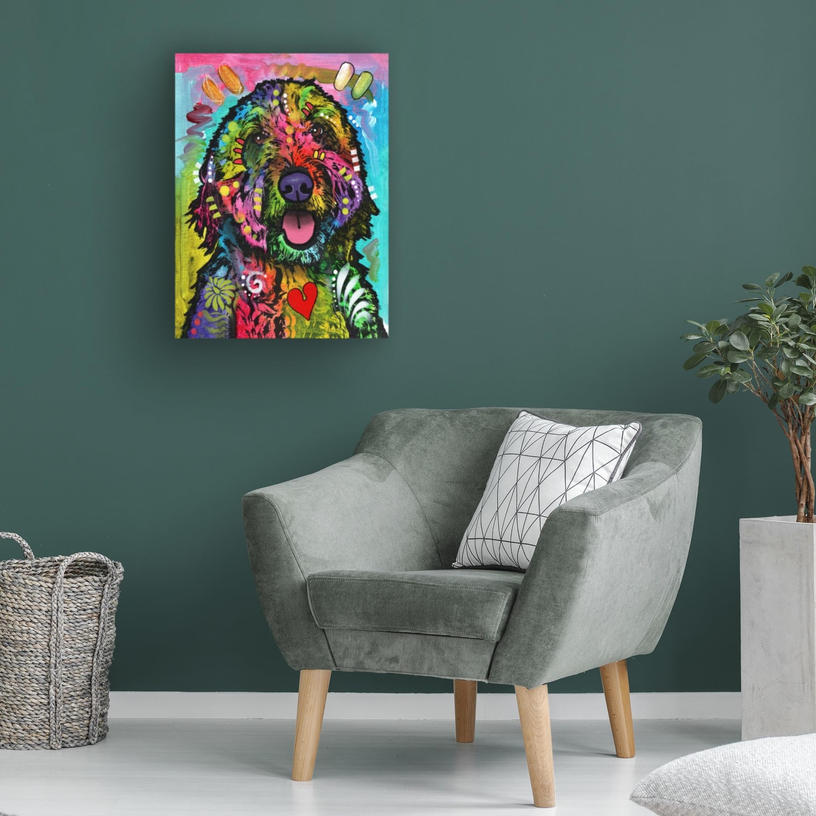Wrapped Canvas Wall Art – Dean Russo 'Golden Doodle' Wall Art for Living Room…