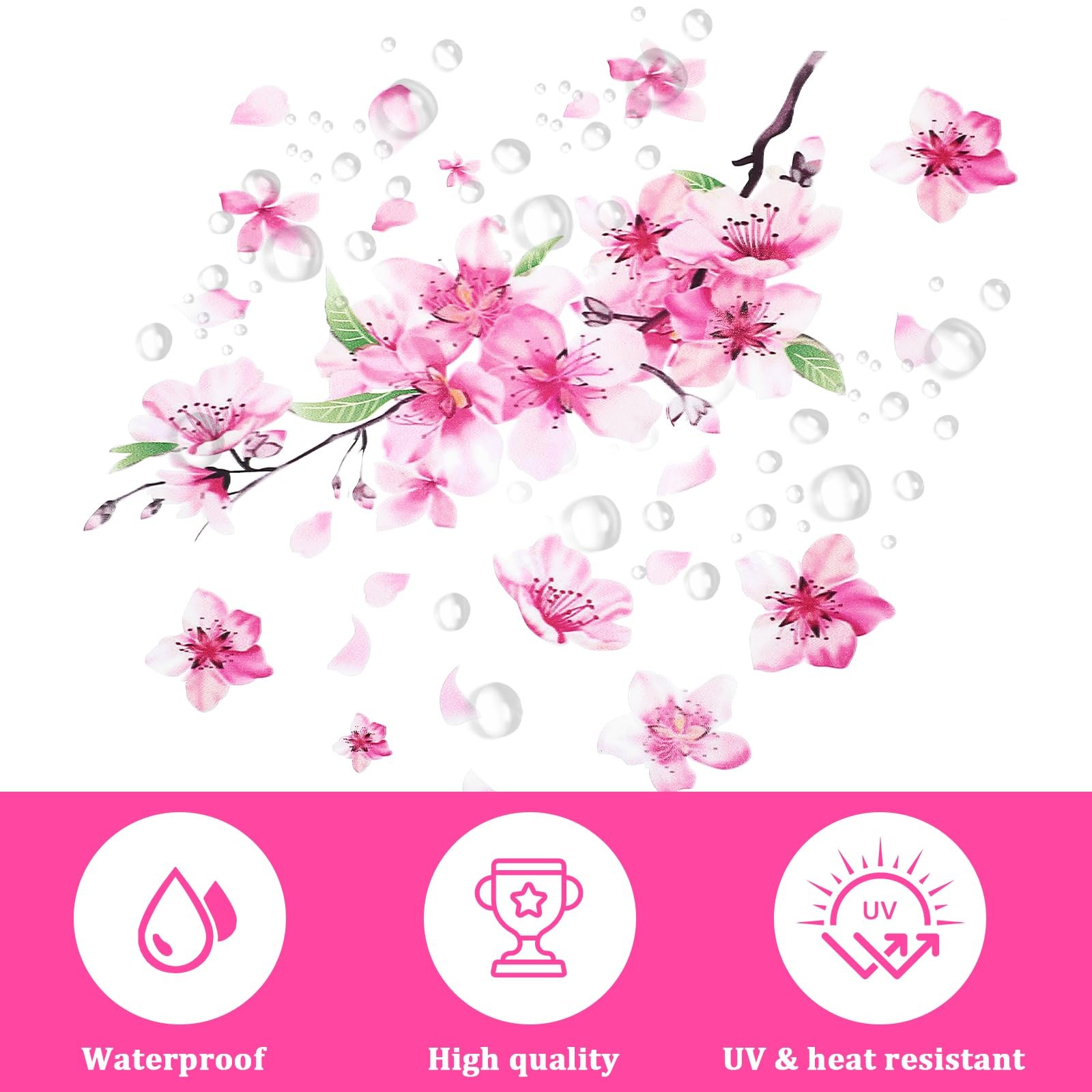2 Sheets Cherry Blossom Car Decal, Cherry Blossom Vinyl Car Sticker Scratches