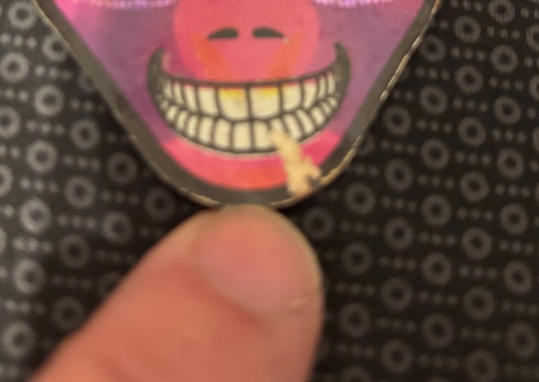Vintage! Unique Alien Head Sticker! Glitter Eyes! Colorful Purple & Pink! ~3.5"!