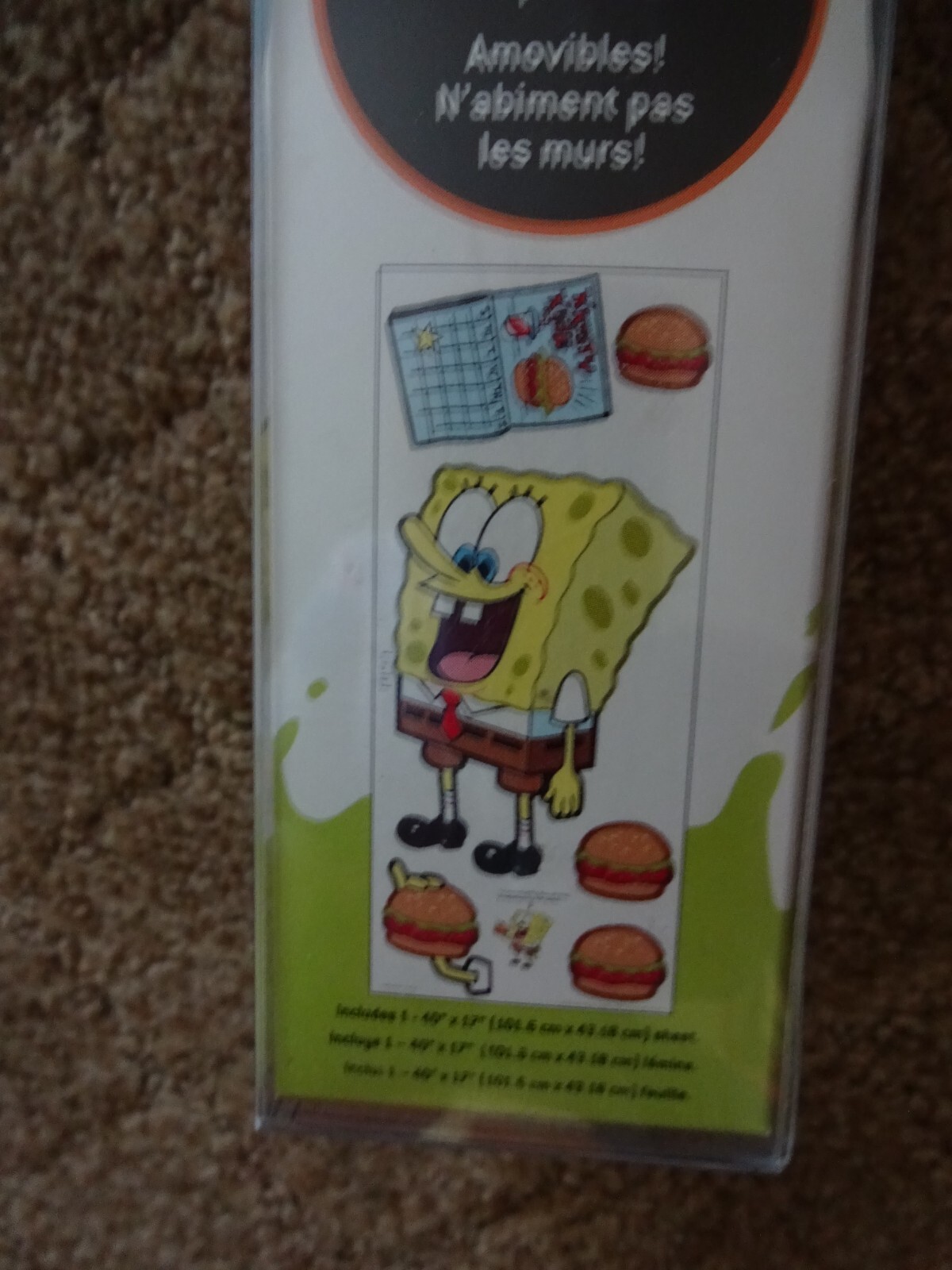 JUMBO SPONGEBOB SQUAREPANTS APPLIQUES-SPONGEBOB /KRABBY PATTIES/KRUSTY KRAB