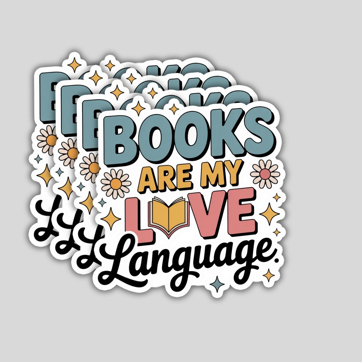 4pcs Books Are My Love Language Stickers – Waterproof Vinyl for Readers