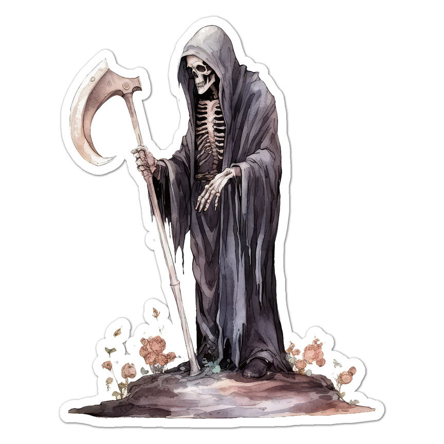 Death Grim Reaper, Vinyl Decal Sticker, Indoor Outdoor, 3 Sizes, #9476