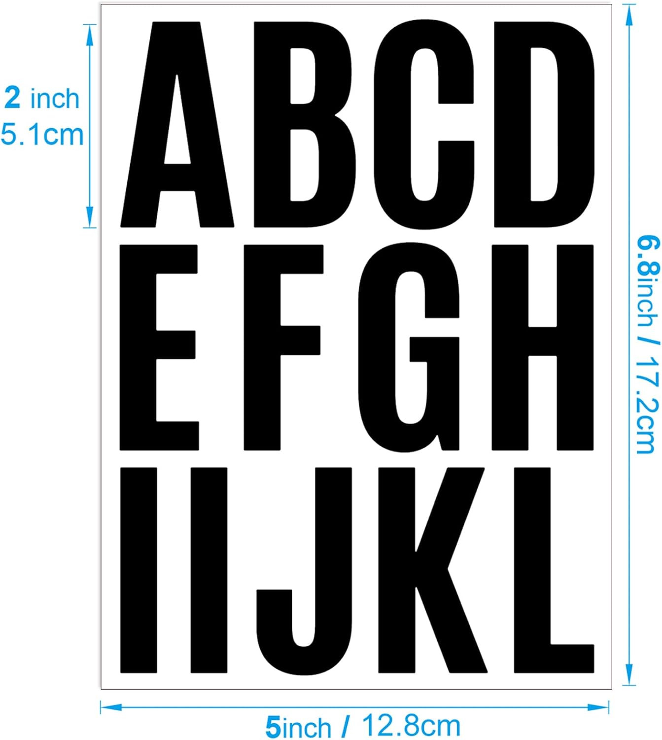 24 Sheets 2 Inch Self Adhesive Letters Stick on Vinyl Letters Capital Letter Sti