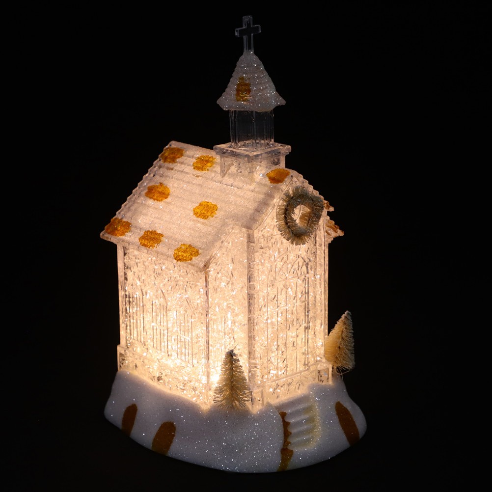White LED Christmas Church House Lantern for Entryway Or Tabletop