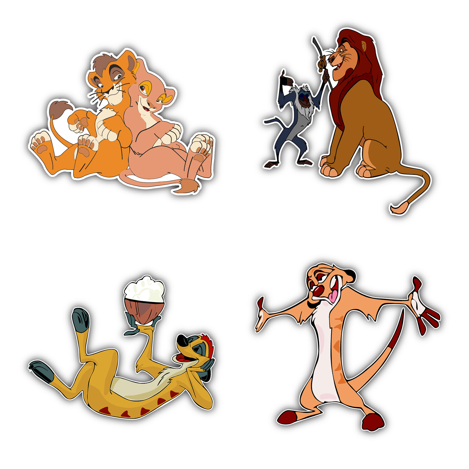 The Lion King Cartoon Set Of 4 Vinyl Sticker Decal – 5" longer side ID:2