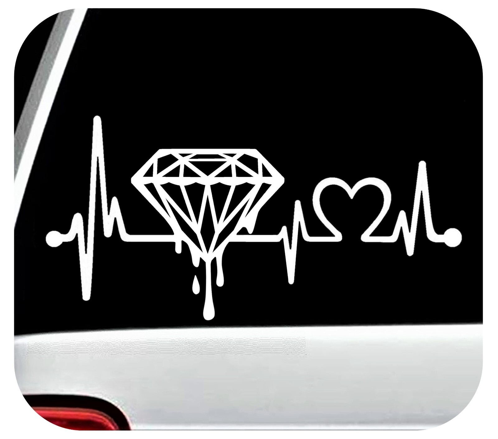 Diamond Decal Dripping Heartbeat Sticker Car Window JDM BG2050
