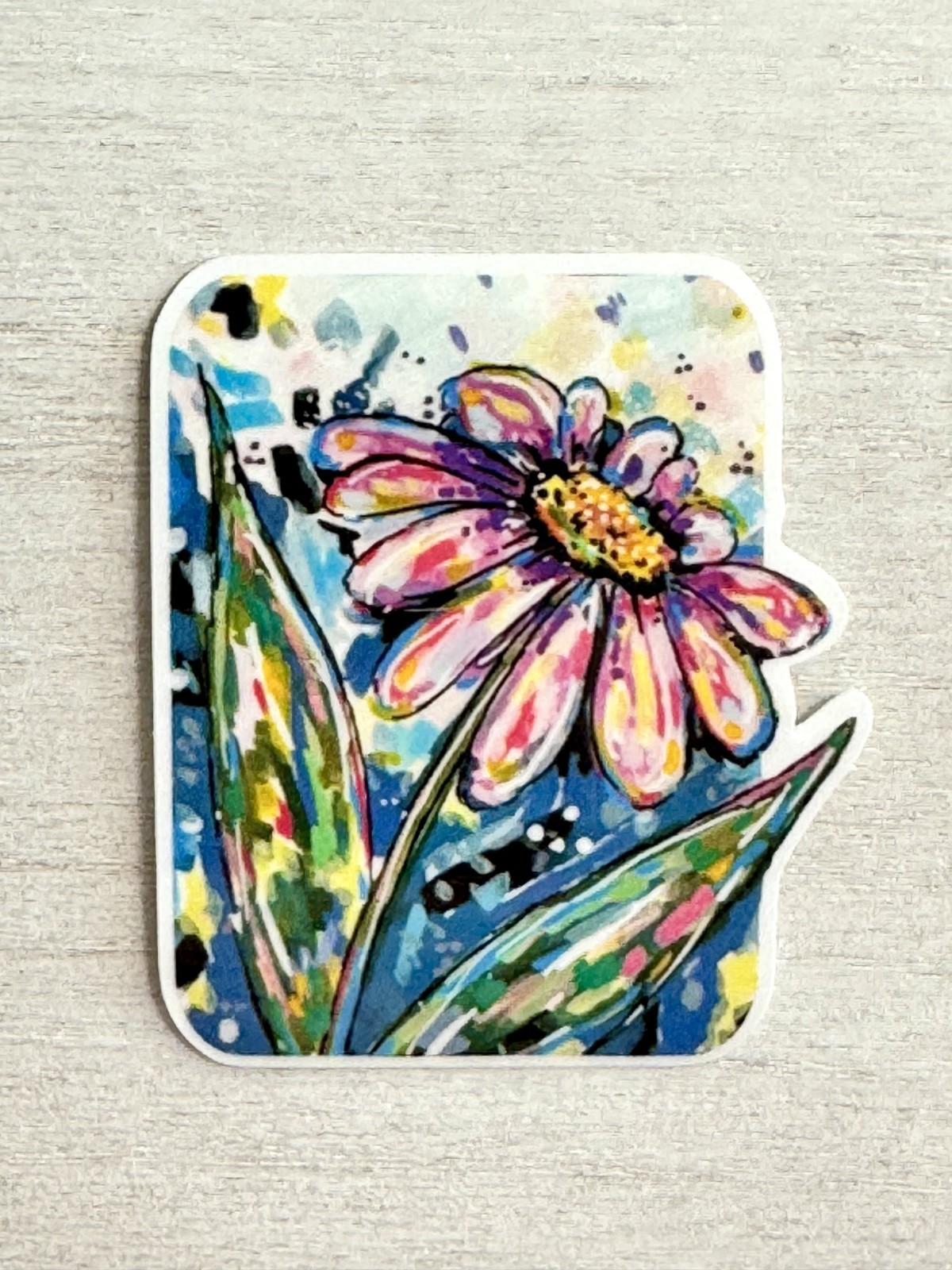 Lilac Daisy Sticker, ACEO Bright Color Flower Cute Sticker, Decal, Waterproof