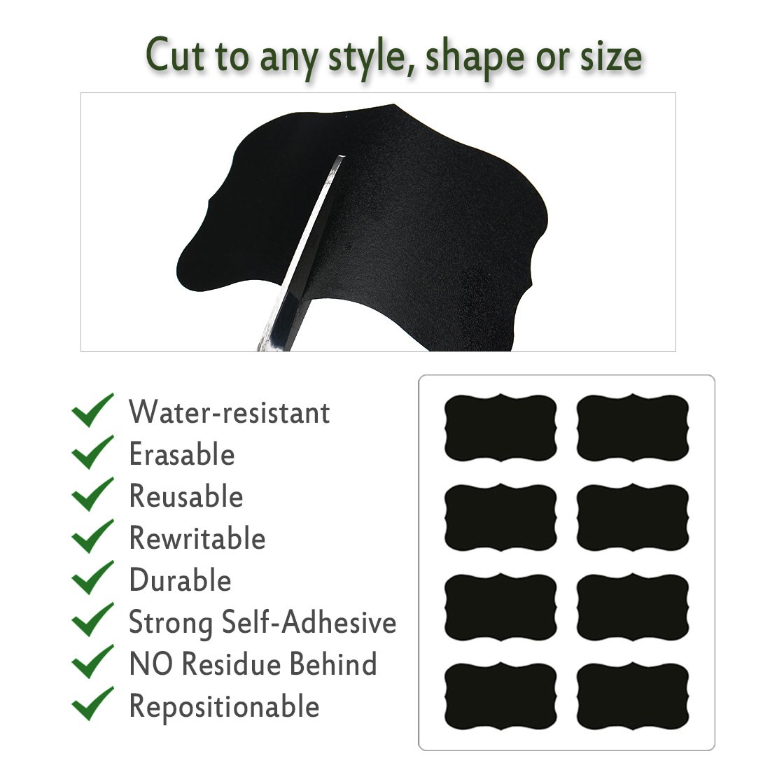 40pcs Chalkboard Labels Water-resistant Removable Blackboard Storage Sticker