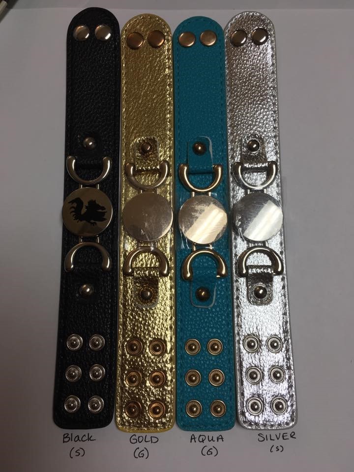 Leather cuff bracelet with monogram – Gold or Silver tone – tons of great color