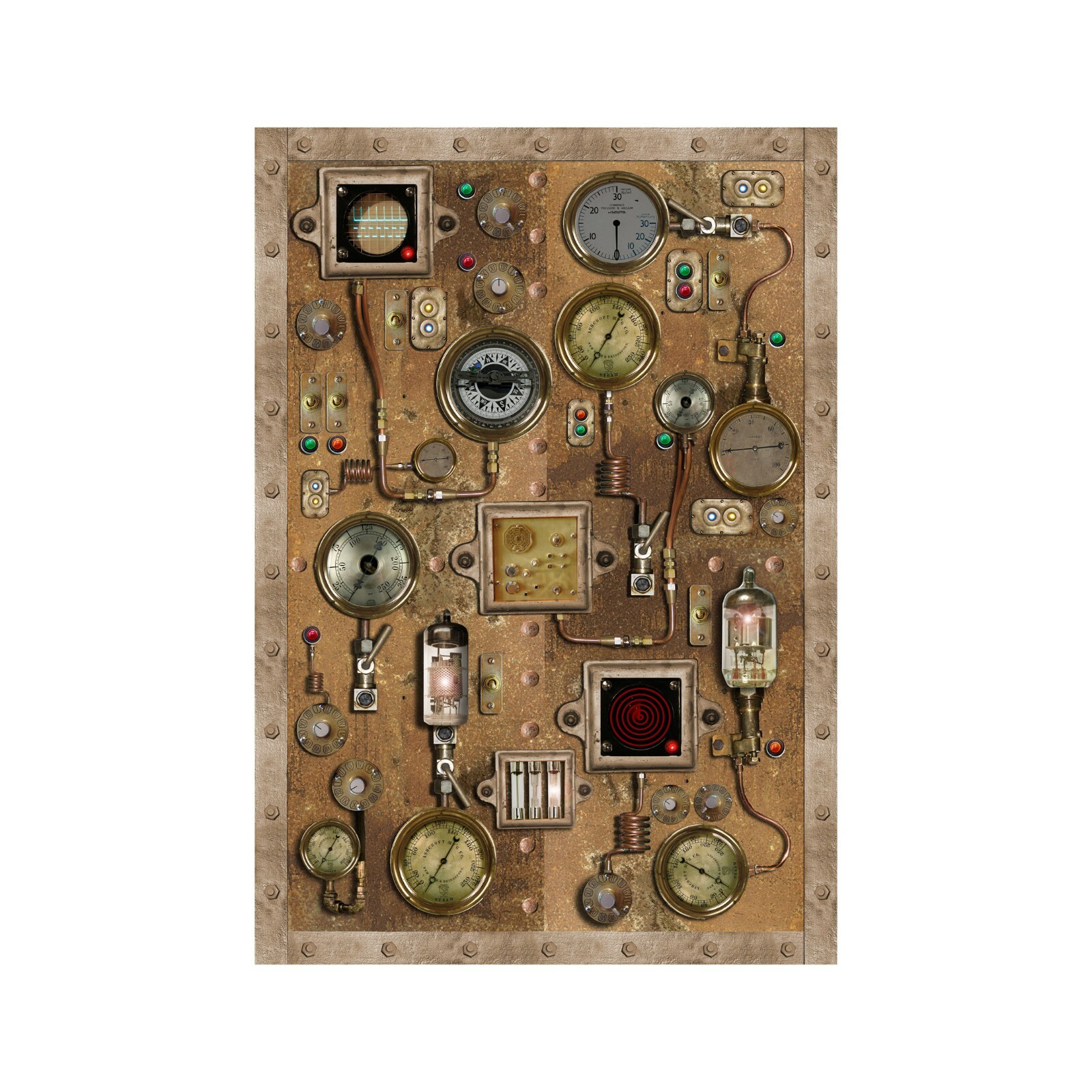 Steampunk Control Panel – Design 1 16" x 23" – Wall Decal – Peel and Stick