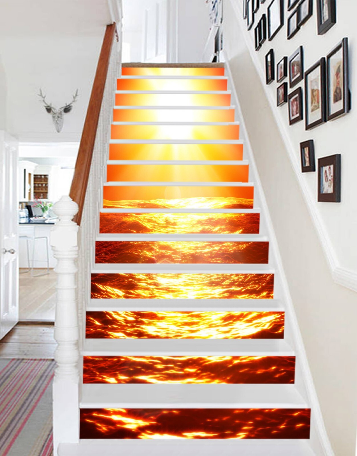 3D Sea Surface Dusk AZ1378 Stair Risers Decoration Mural Vinyl Wallpaper Kay