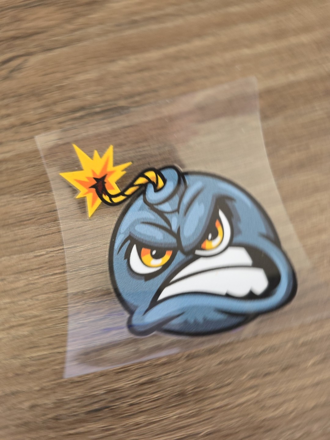 Custom UV DTF Ignited Angry Bomb Decal Sticker For Laptop, Books, Walls, Windows