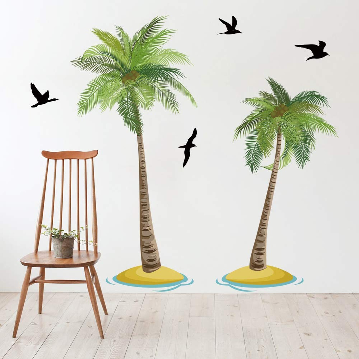Runtoo Palm Tree Wall Decals Tropical Wall Art Stickers for Bedroom Living Ro…