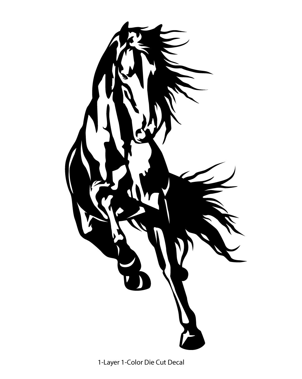Horse Stallion Galloping #5, 4-21" Outdoor Die Cut Vinyl Decal Sticker