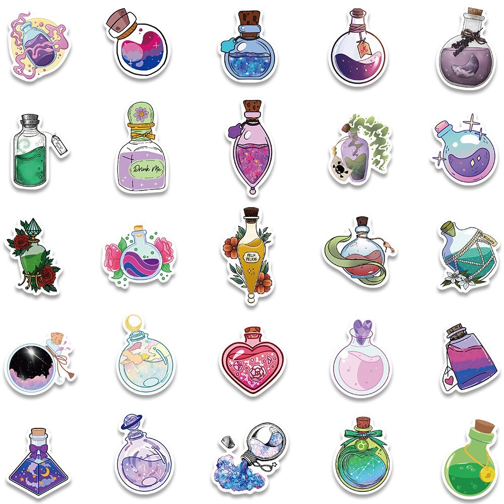 100pcs SPIRITUAL Stickers Pack, Crystal Potion Gothic Stickers, #193216