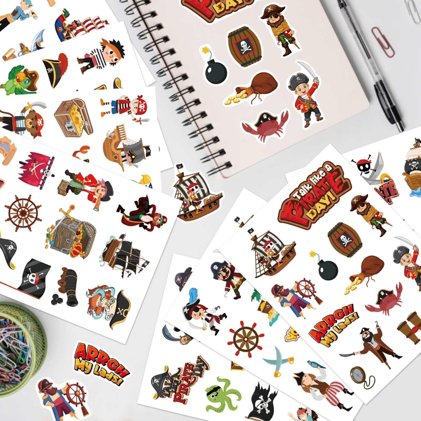 24 Sheets Pirate Stickers, Pirate Themed Stickers Variety Pack for Kids Scrap…