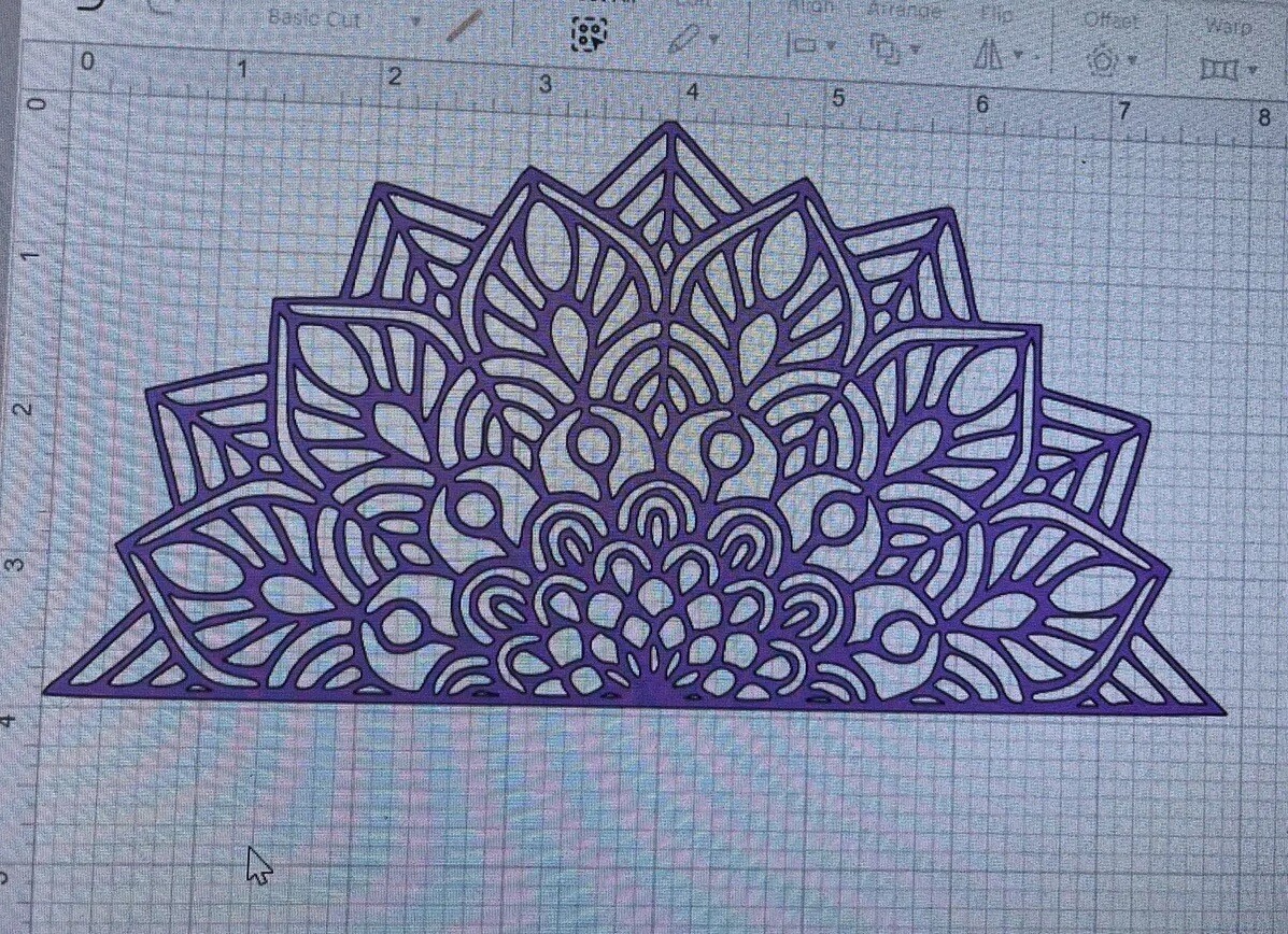 Mandala Half Flower Removable vinyl decal sticker, Home Room Wall Decor 8×4”
