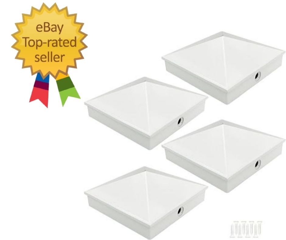 6×6 White Fence Post Caps Powder-Coated Aluminum Pyramid Deck Caps for 6×6 No…
