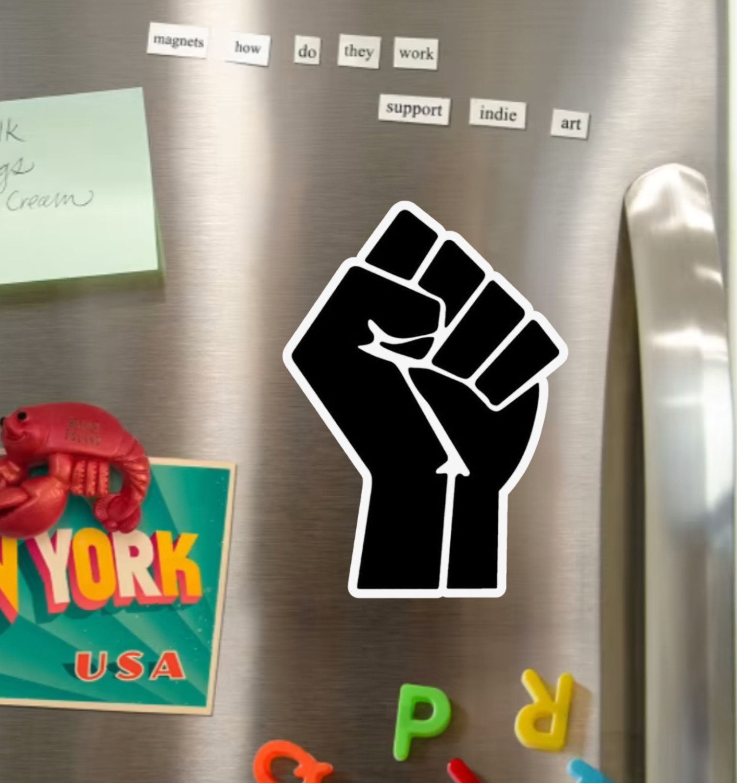Black Lives Matter BLM Fist Die Cut Glossy Fridge Magnet