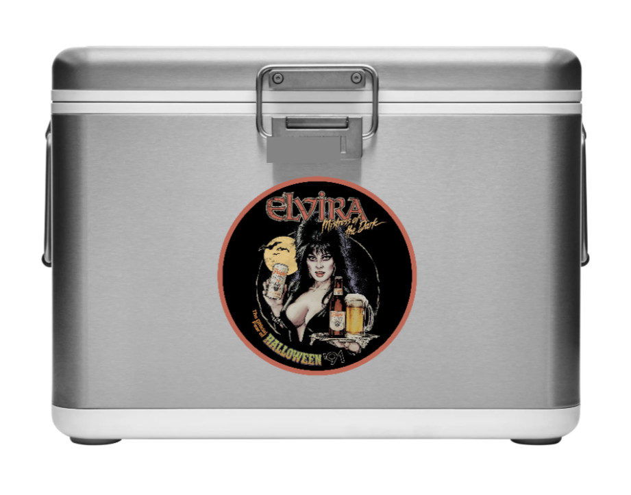 Halloween – Elvira Fright Light Beer – 4" Decal Car Cooler Laptop Decor Tumbler