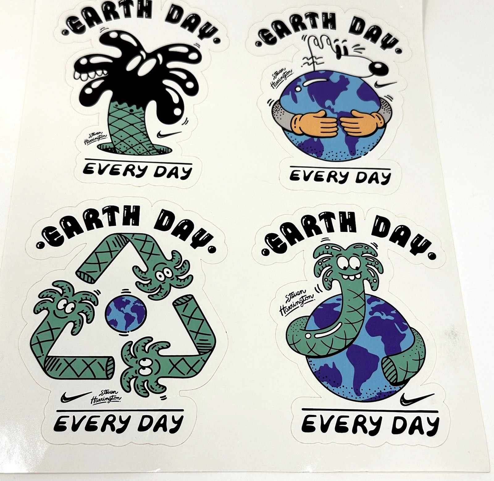 Nike ACG X Steven Harrington Sticker Sheet Earth Day Pack 6 Decals 4" Nike Logo