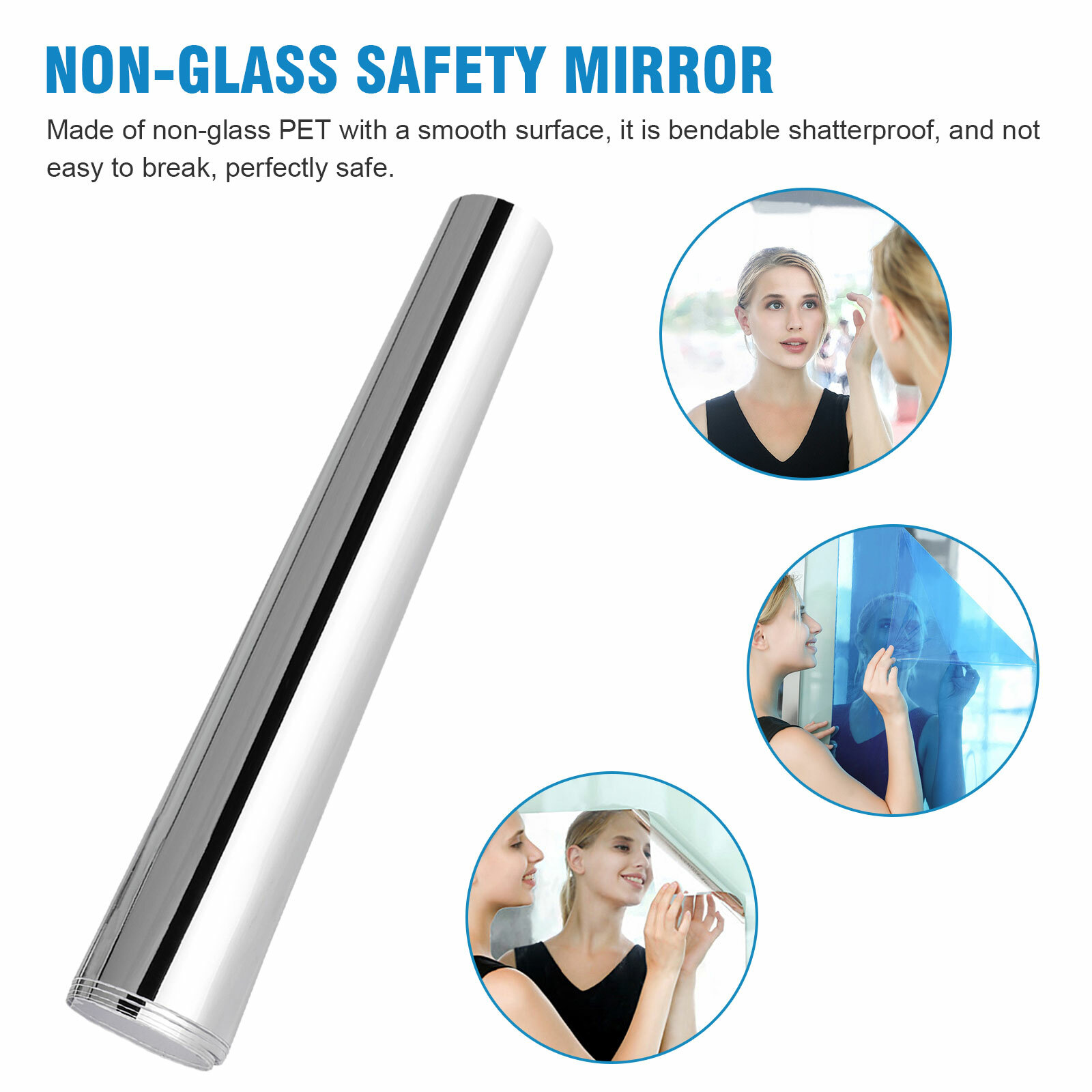 50x100cm Self Adhesive Mirror Reflective Wall Sticker Film Paper Kitchen Decor
