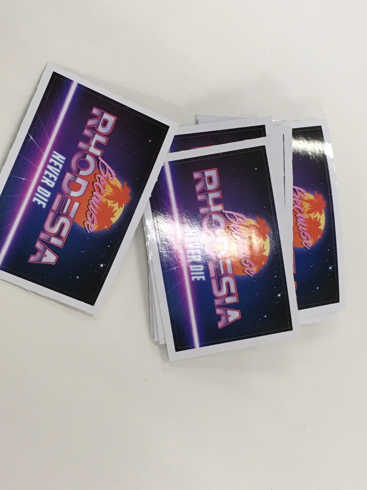 Rhodesia Never Die retro wave '80s adhesive stickers 8×5 cm