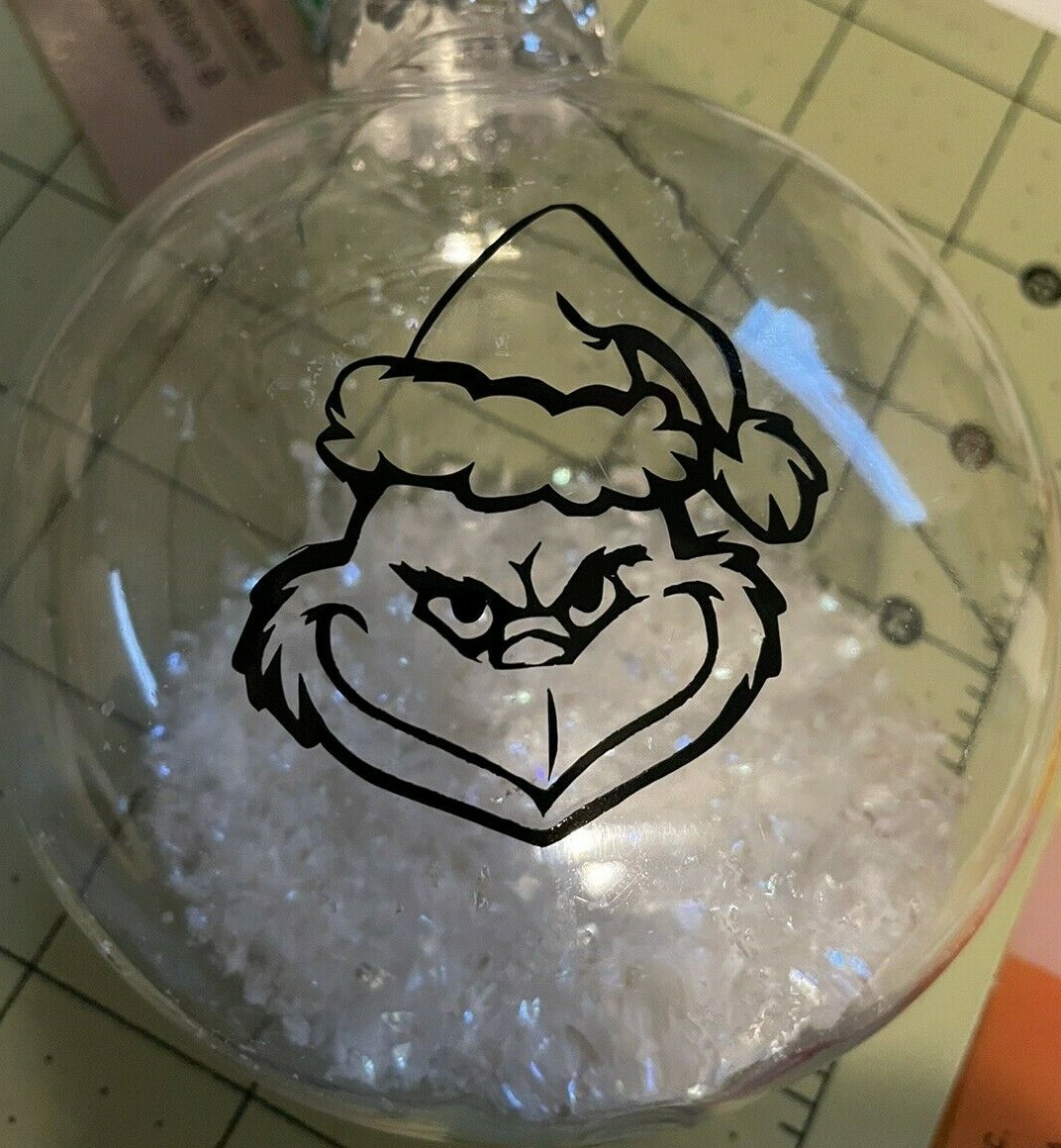 (6) 2inch Grinch die cut Vinyl Decals for Christmas Ornaments #96