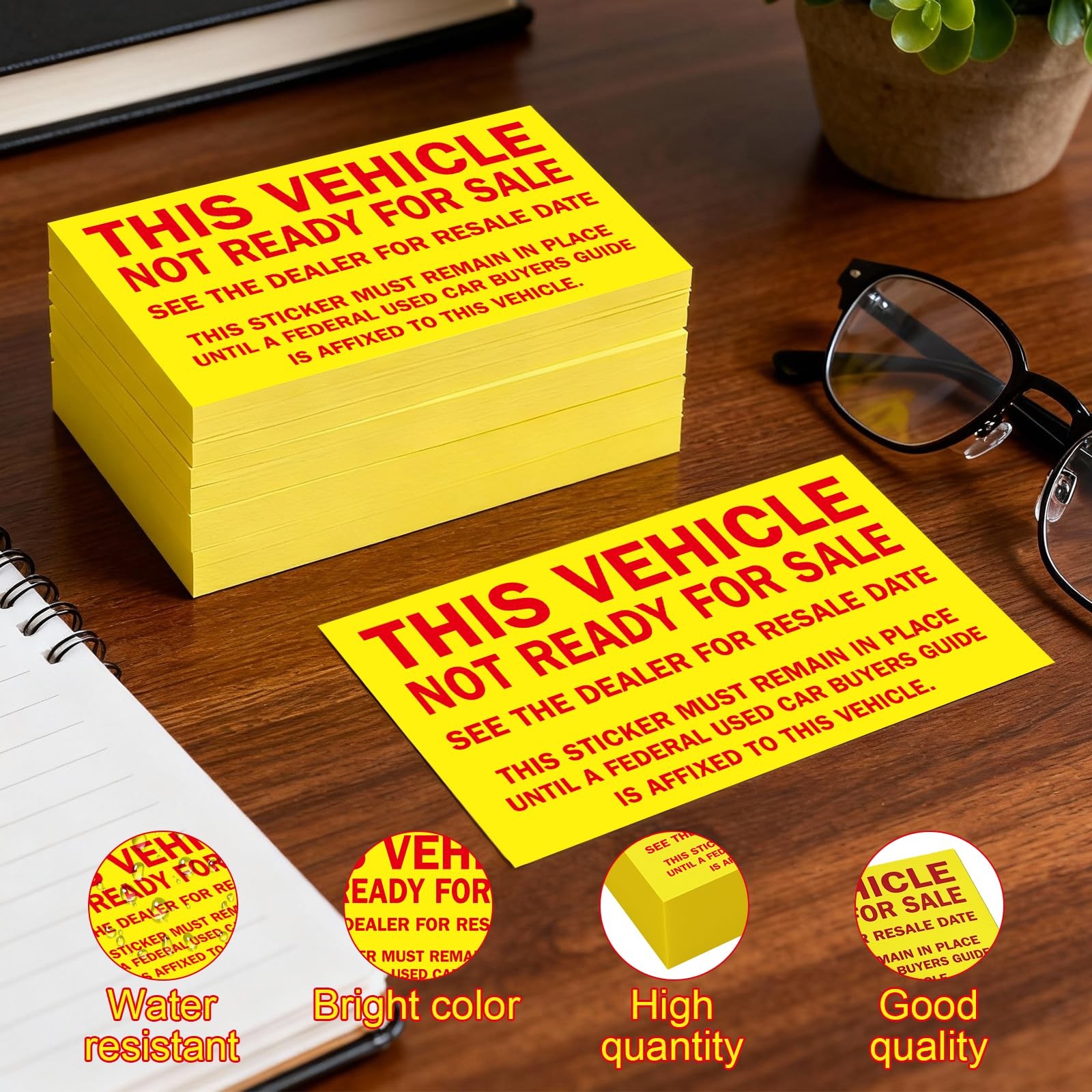 100 Pcs Car Dealer This Vehicle Not for Sale Stickers Yellow RED Lettering，2 …