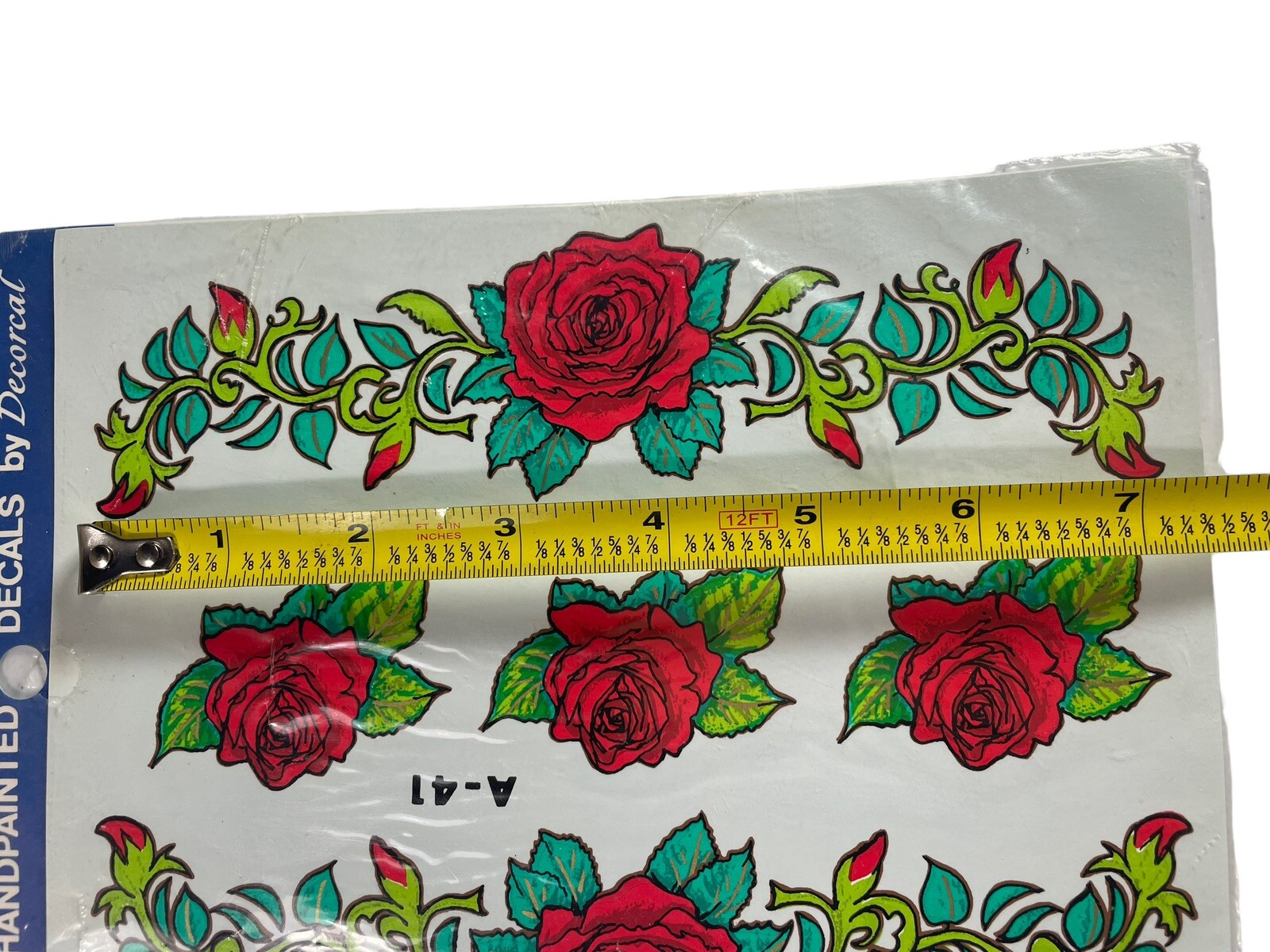 Vintage Roses Fruit Strawberry Decals Decoral Hand Painted 1980 Metal Wood Craft